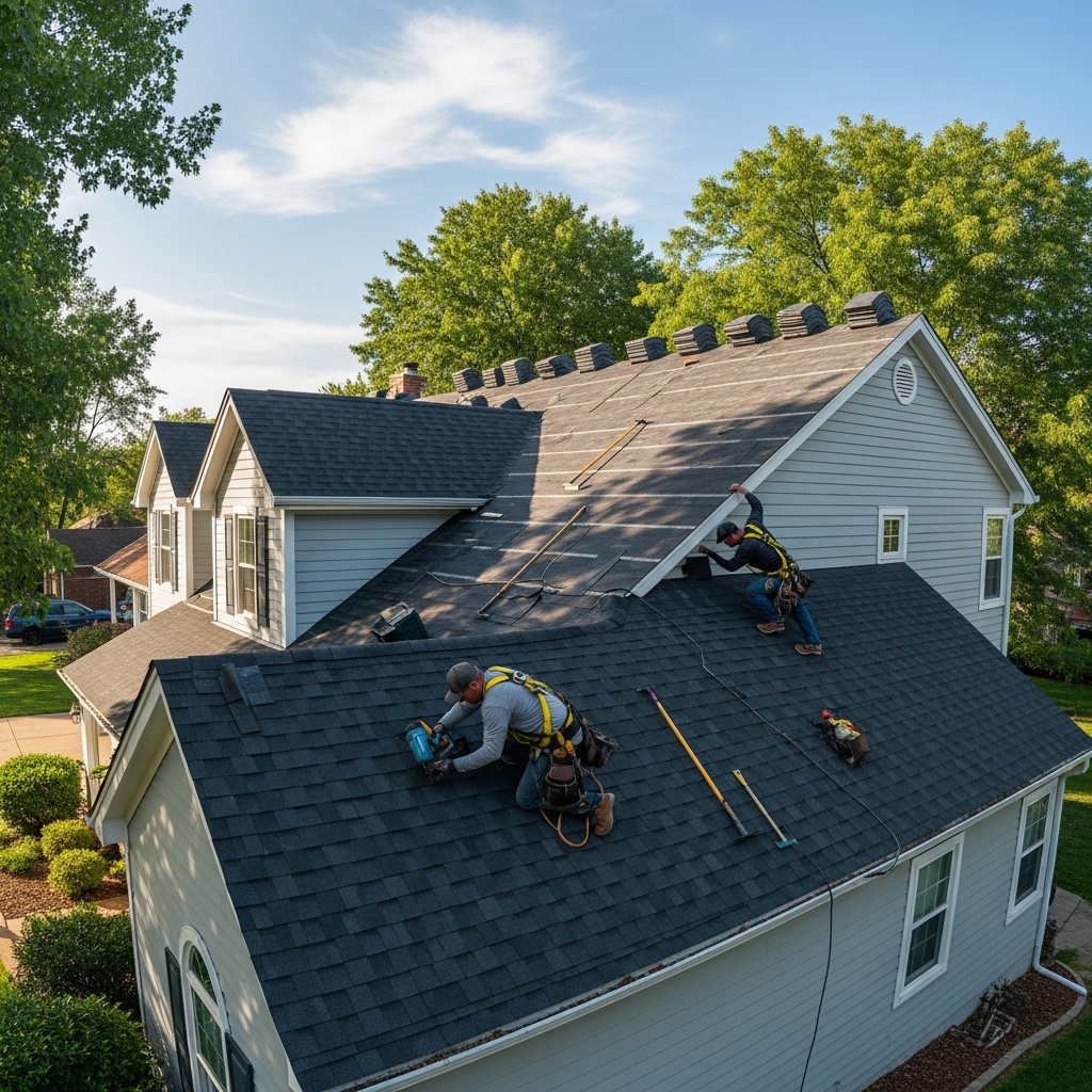 Herntro Roofing crew on Kansas City home